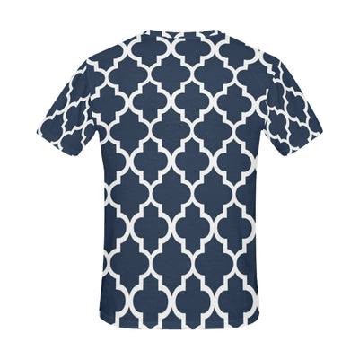 Navy Blue Quatrefoil All Over Print T-Shirt for Men