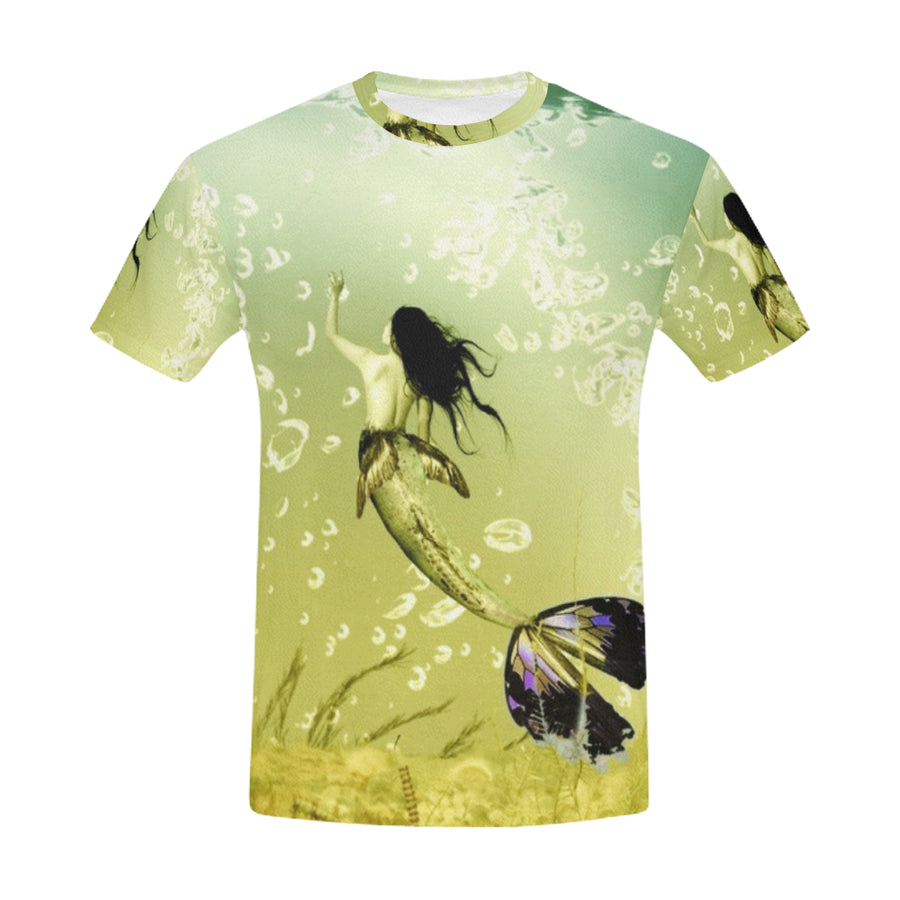 Vintage Mermaid All Over Print T-Shirt for Men
