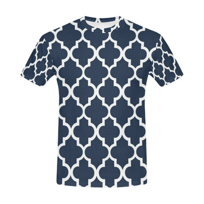 Navy Blue Quatrefoil All Over Print T-Shirt for Men